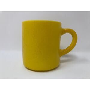 Yellow Coffee Mug Pebble Coated White Milk Glass Cup Classic Basic Retro Style
